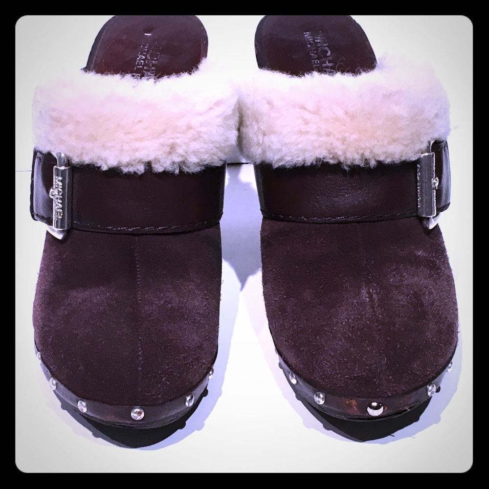 Michael Kors Brown Suede/Shearling Clogs - Picture 1 of 8